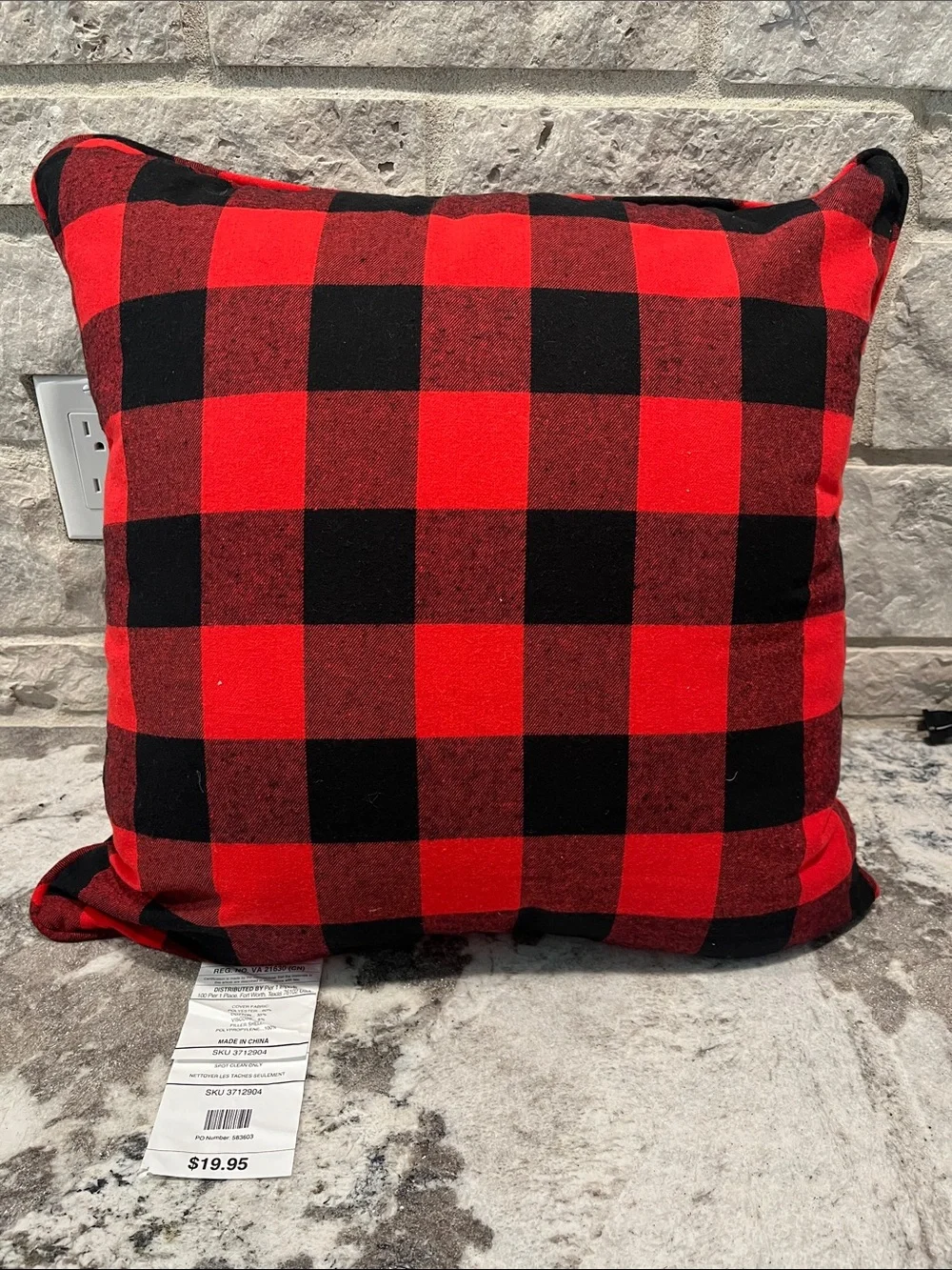 NEW Pier 1 Red and Black Buffalo Plaid Holiday Throw Pillow